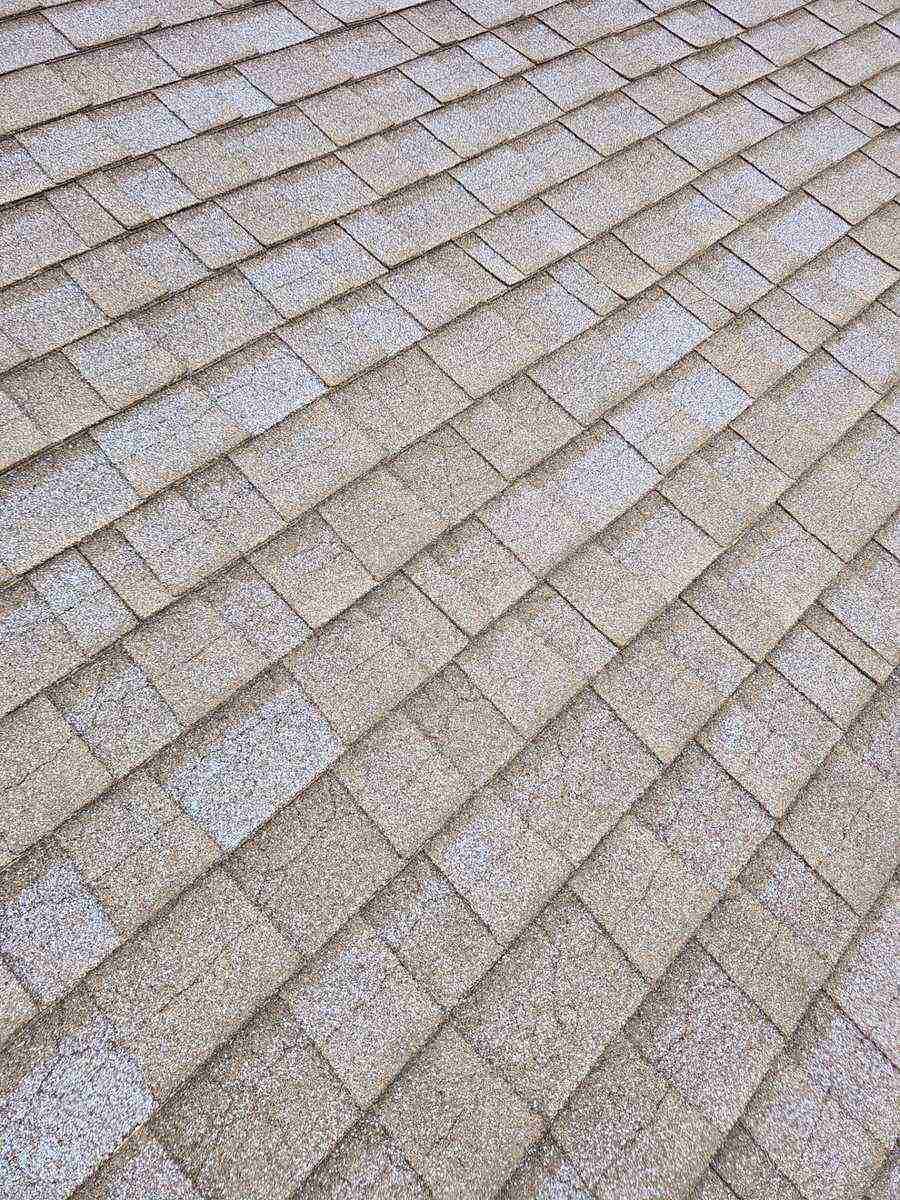 Worn asphalt roof in Atwater before roof replacement